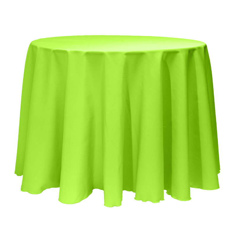 10 Pack Round Polyester Linen Tablecloth, 120" x 120", Neon Green