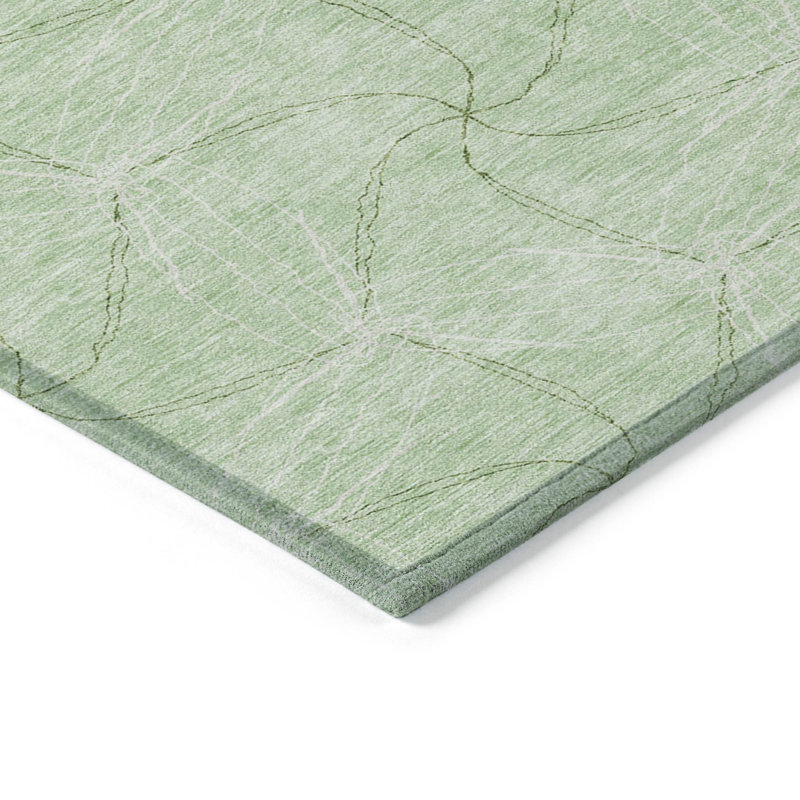 Mint Synthetic Rectangular Washable Indoor/Outdoor Rug 3x5