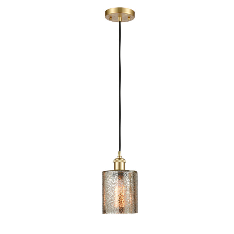 Leilani 1 - Light Single Pendant, 60 Watt Vintage Incandescent Bulb, 3.75" H x 5" W x 5" D, Satin Gold