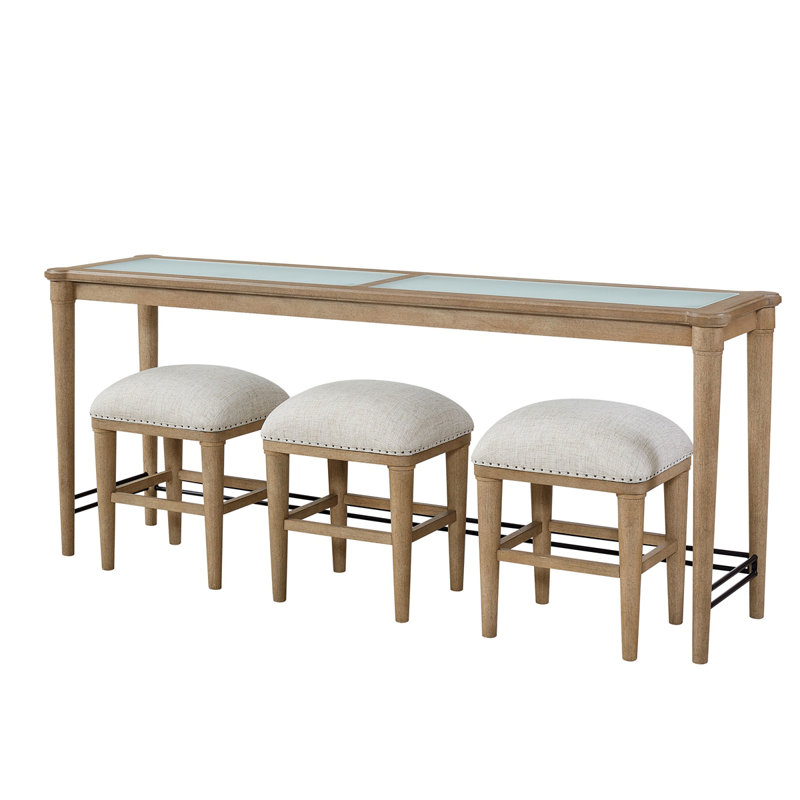 Frosted Glass Console Table With 3 Stools