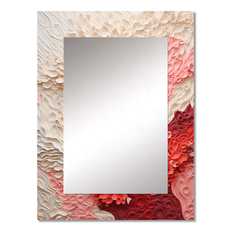 Collage de corail beige et rose - miroir unique corail, grand miroir mural moderne, impression d'art en métal, 32 po x 24 po