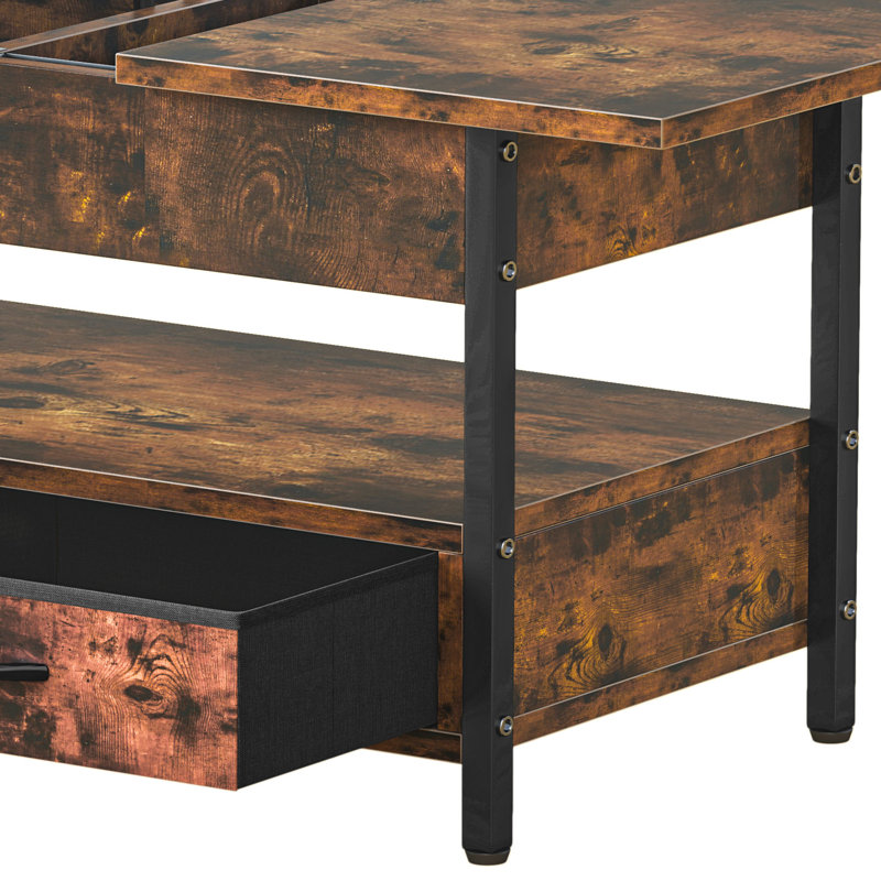 Lift Top Coffee Table with Storage and LED Lighting