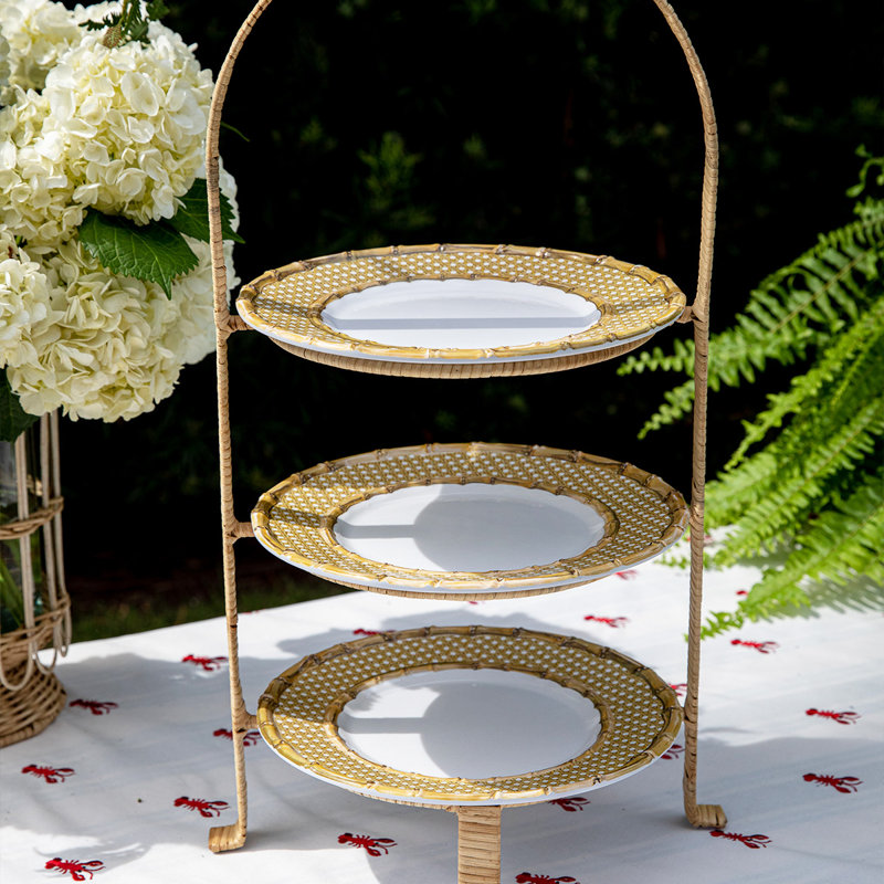 Provence Rattan Triple Tiered Server - Whitewash/Natural