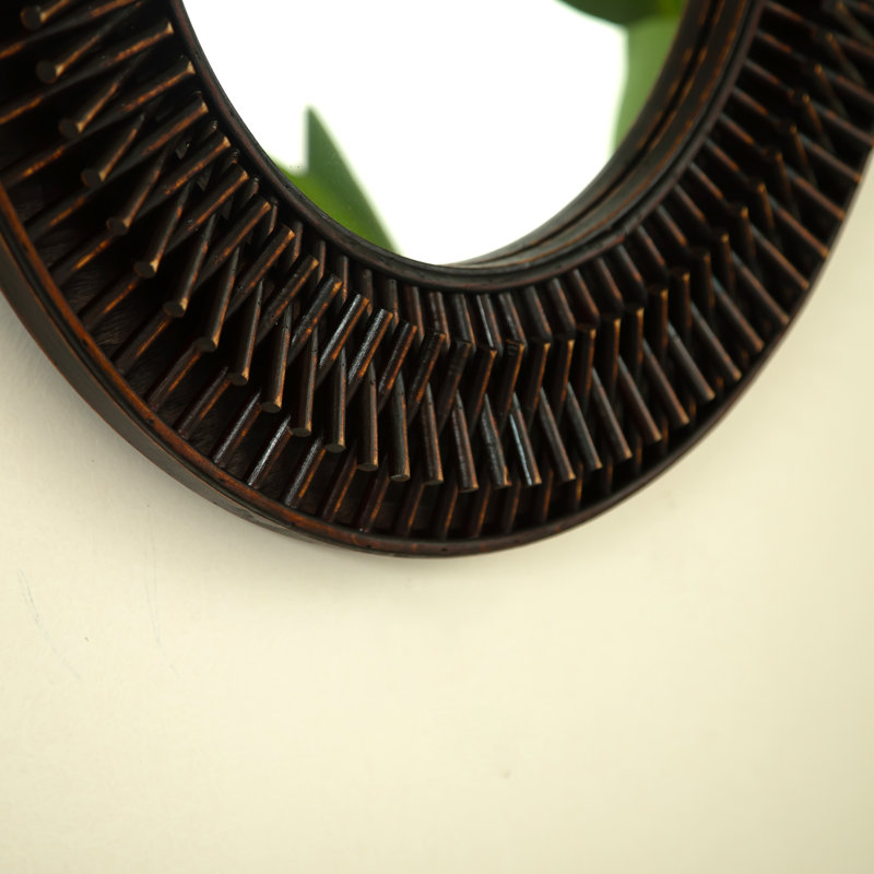 Miroir rond en bambou tissé à la main