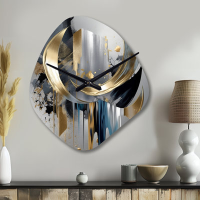 Abstract Shapes And Lines I - Nebula Shape Unique Abstract Marble Wall Clock