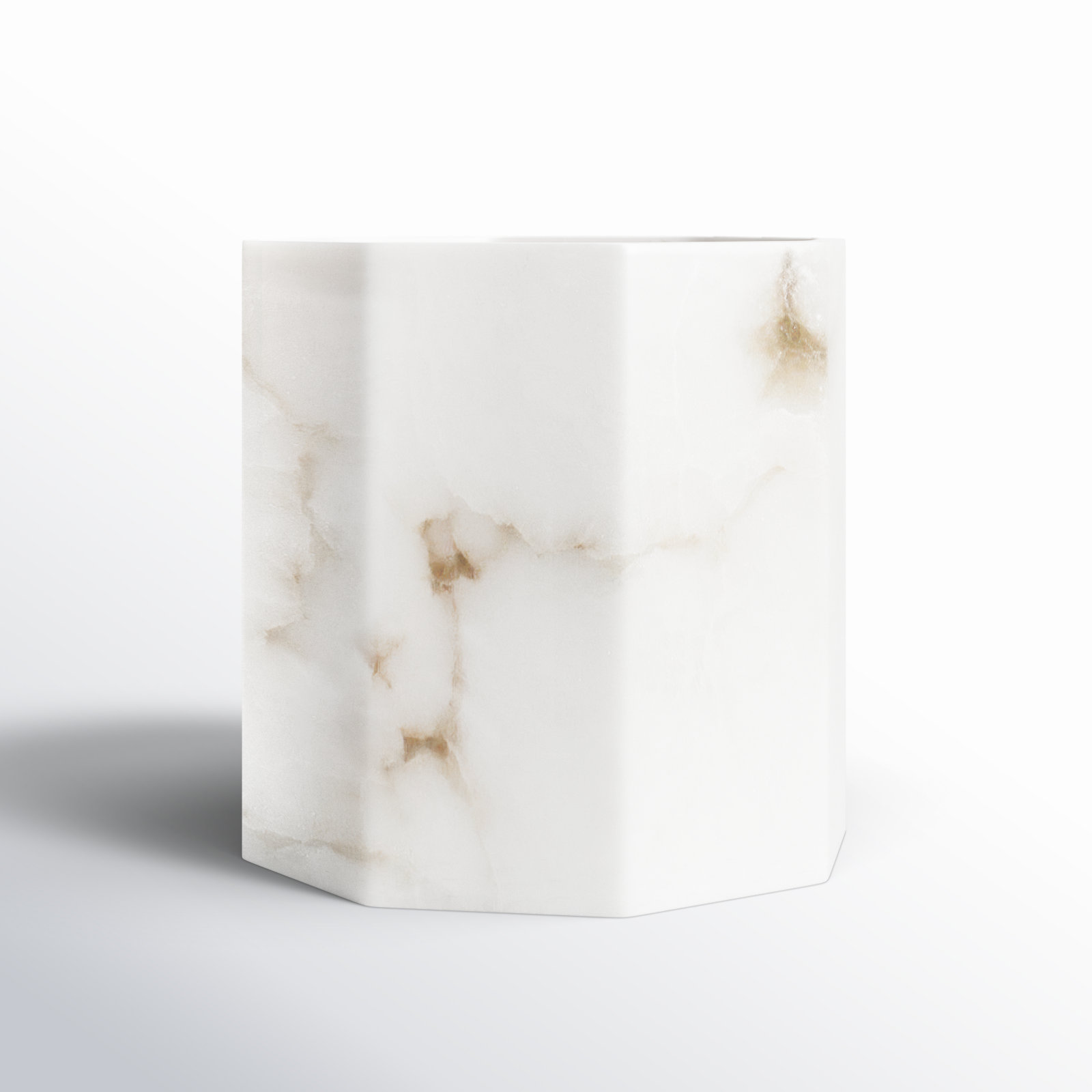 Med. Alabaster Octagonal Votive 6"Dia, 6" H x 6" W x 6" D