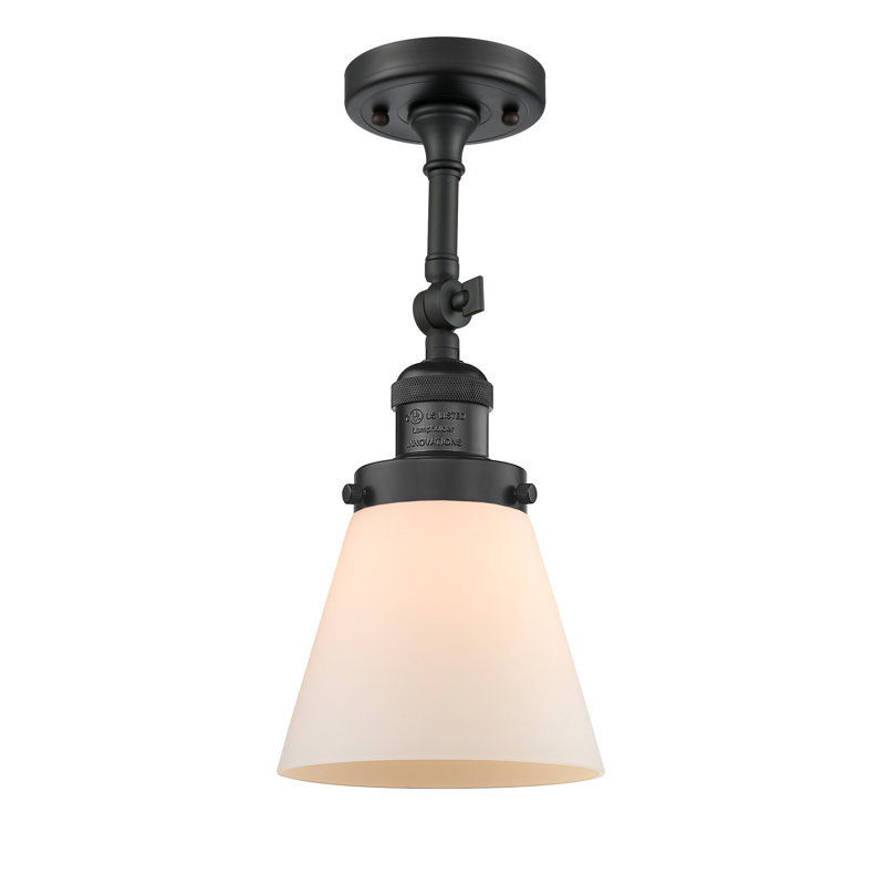 Hardie Glass Semi Flush Mount, Clear, Matte Black, 13.5" H x 6.25" W x 6.25" D