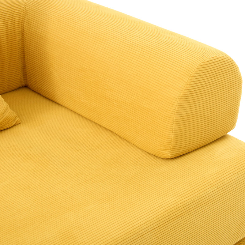 Canapé pliable et compressible, Velours côtelé jaune