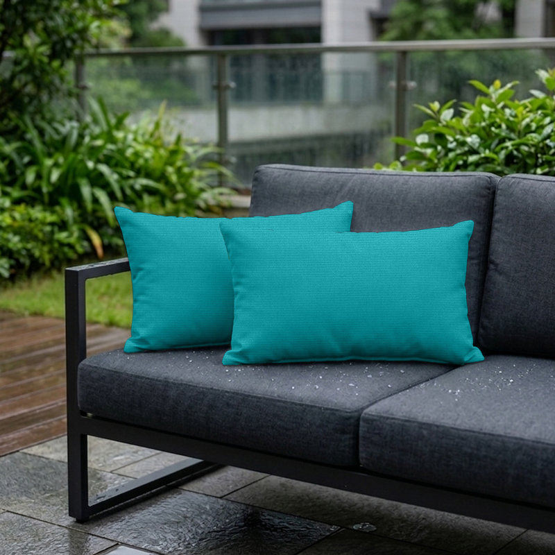 Ensemble de 2 coussins extérieurs Sunbrella®, coussins décoratifs lombaires rectangulaires avec housses, Toile aruba
