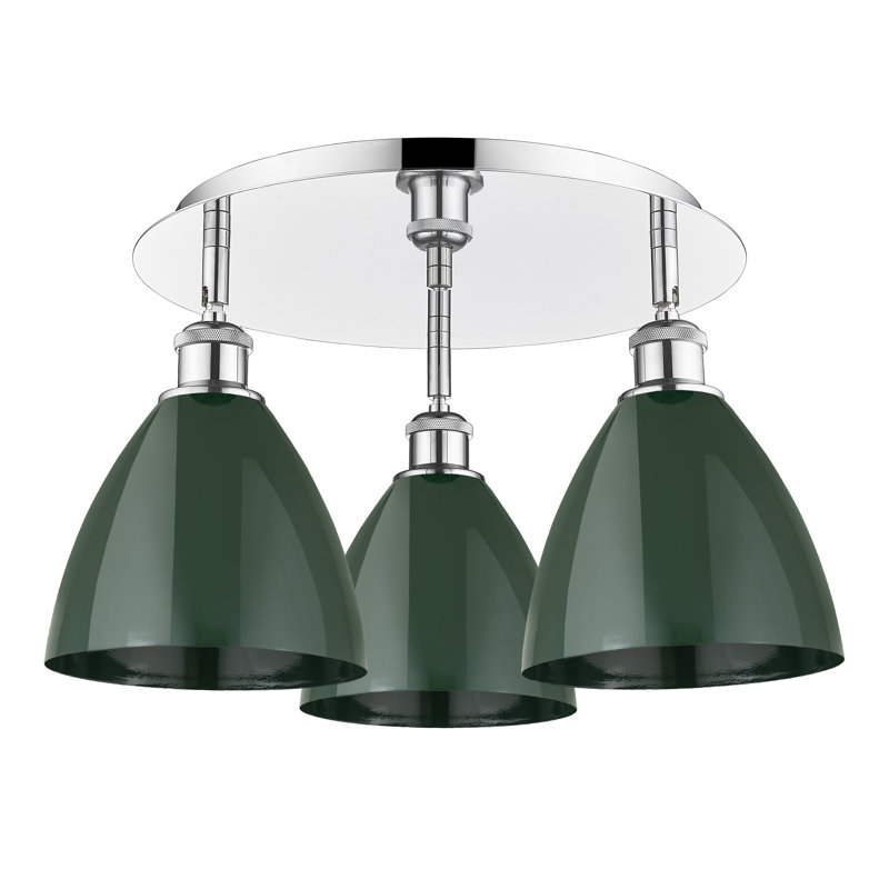Allare Flush Mount, Green, Polished Chrome