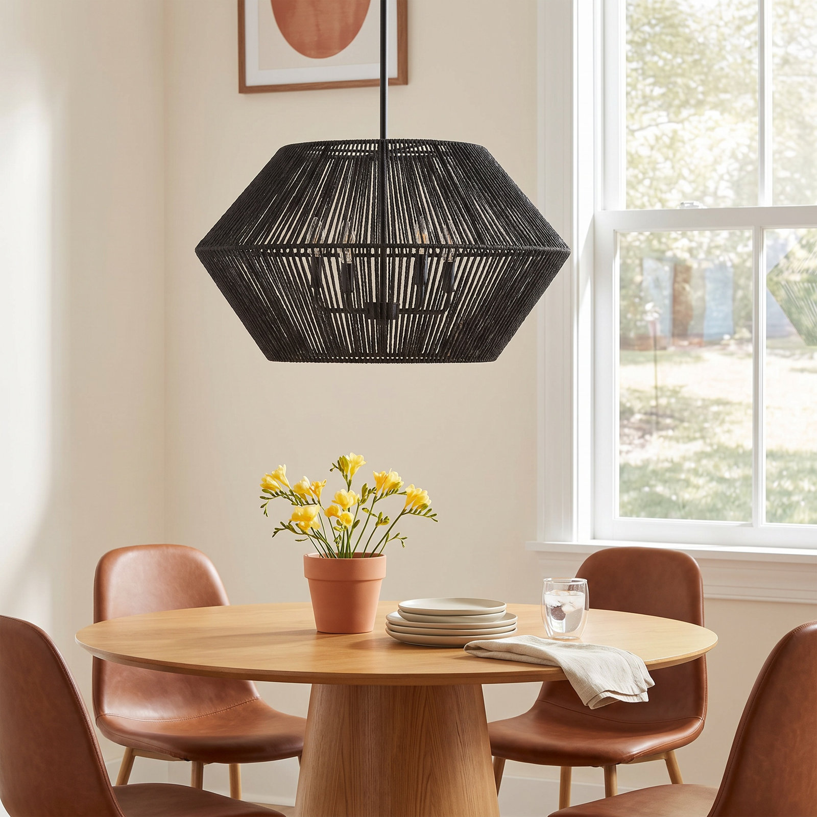 Gana 4 Light Rattan Pendant