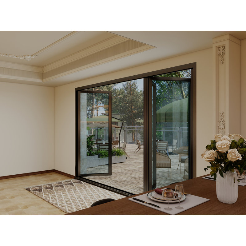 Porte pliante en aluminium Luvindow, 144 po x 80 po, Noir