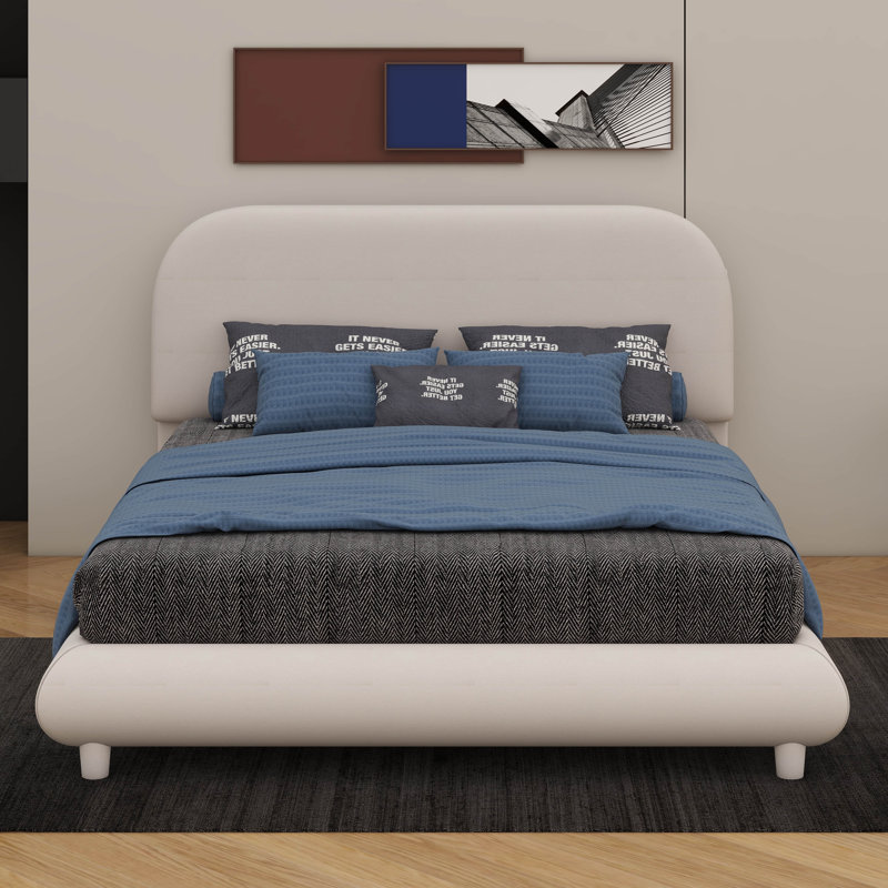 Lit plateforme en tissu d'ameublement Teddy
