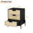 Rattan Nightstand with 3 Rattan/Wicker Drawers - 18.9" Compact Bedside Table, Metal-Footed Bedside Cabinet with Shelves