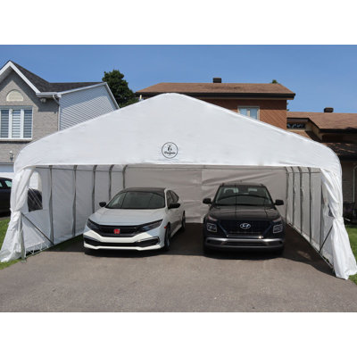 Deluxe Double Car Shelter 20 Ft. X 20 Ft. White