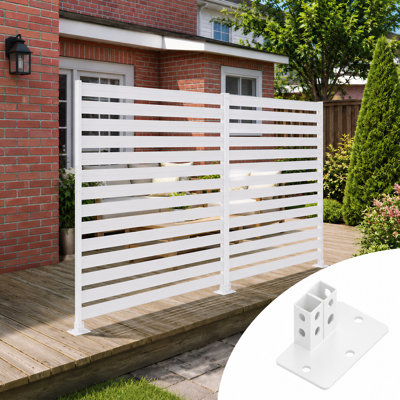 Outdoor Privacy Screen Freestanding Metal Base for Concrete, Patio and Deck Installation, Surface-Mount Base Accessory