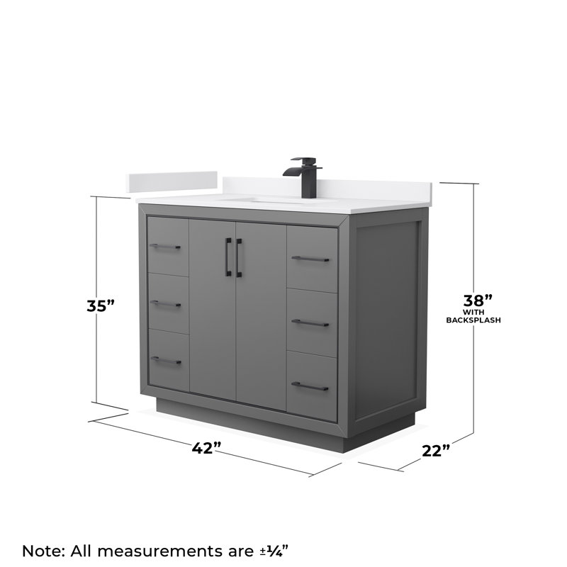 Icon 42'' W Single Vanity, Carrara, Dark Blue, Brushed Nickel