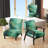 Emerald Euphoria I - Velvet Upholstered Contemporary Arm Chair, Abstract Landscape Accent Chair