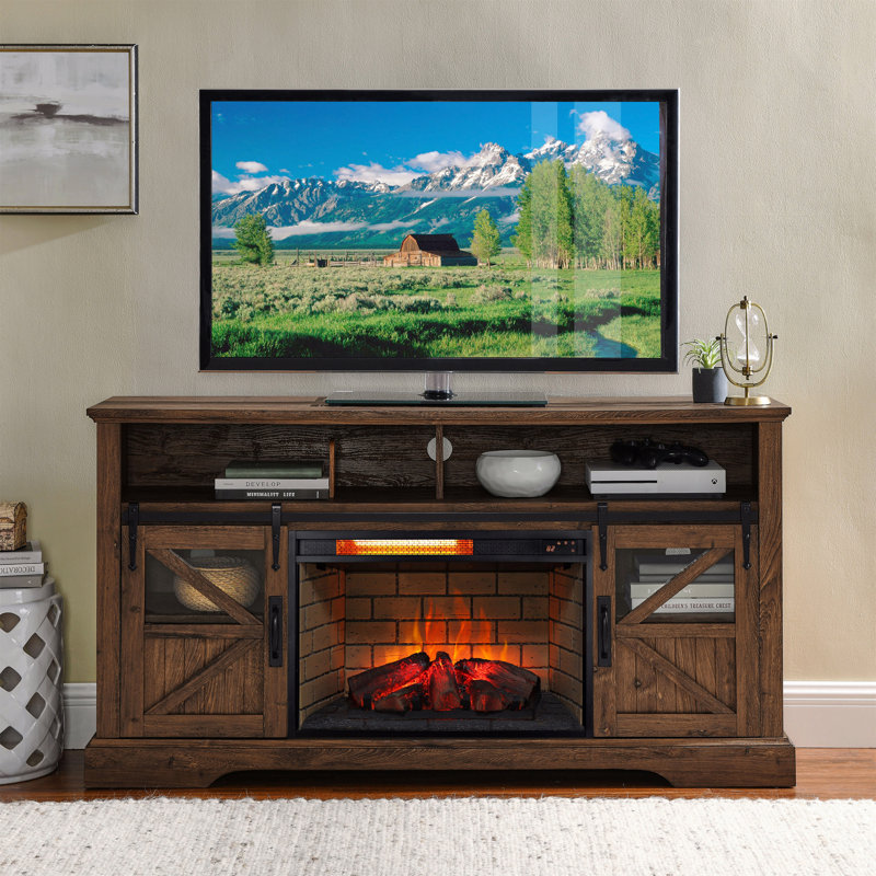 26 Inch Infrared Quartz Heater Fireplace Insert -Woodlog Version With Brick