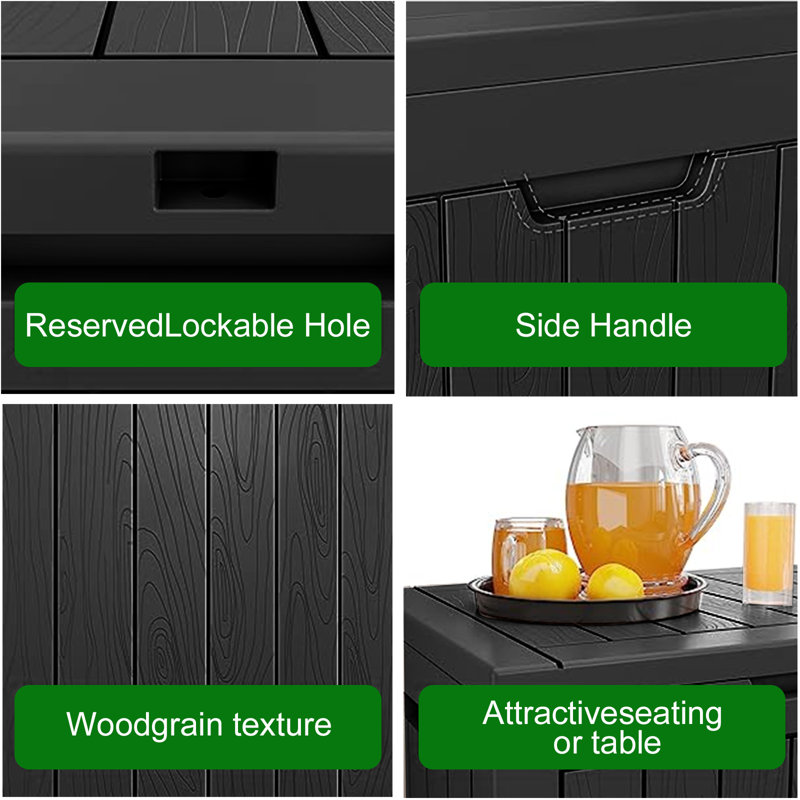 Black 30-Gallon Lockable Resin Outdoor Deck Box