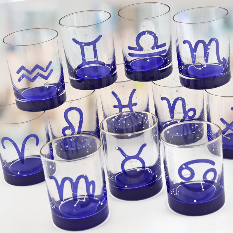 Verre à whisky double à rebord doré 14 oz 22 kt Culver Libra Zodiac (Balance)
