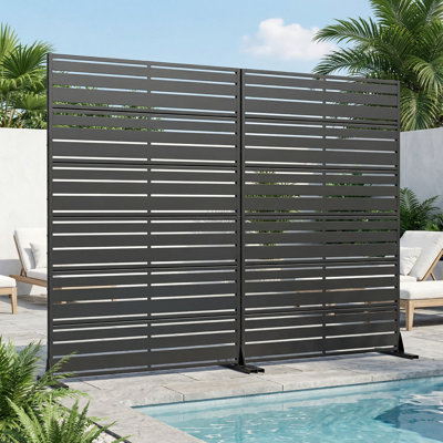 Privacy Metal Screen Fence Panel Horizontal Stripe Pattern