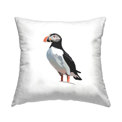 Puffin Bird Portrait Printed Throw Pillow Design By Amelia Noyes