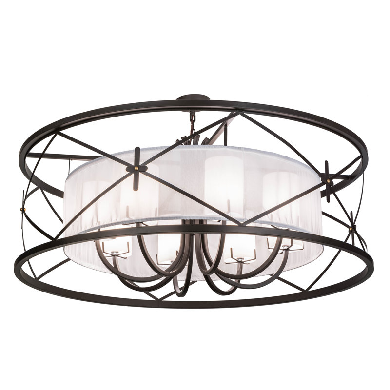 Penelope 8-Light Bronze Drum Chandelier with Glass Shades