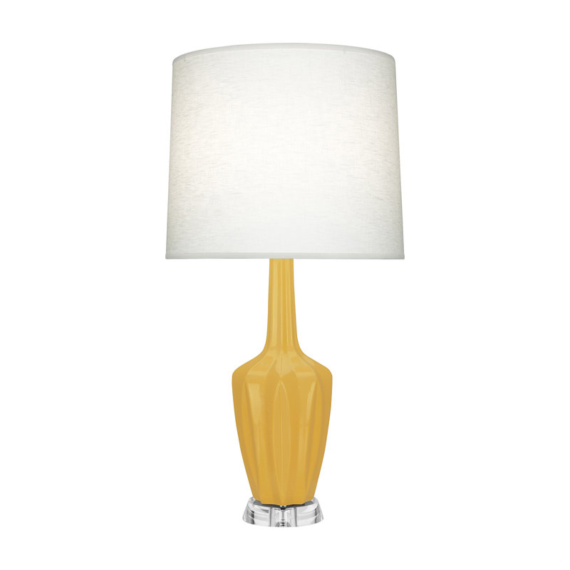 Emma Accent Lamp, Sunset Yellow Glazed, 30" H x 6.25" W x 15" D, Ceramic/Acrylic