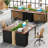 47" Computer Desk with 5 Drawers & Reversible Cabinet, Rustic Brown & Black Home Office Desk with Storage, Modern Study Writing Table for Small Spaces