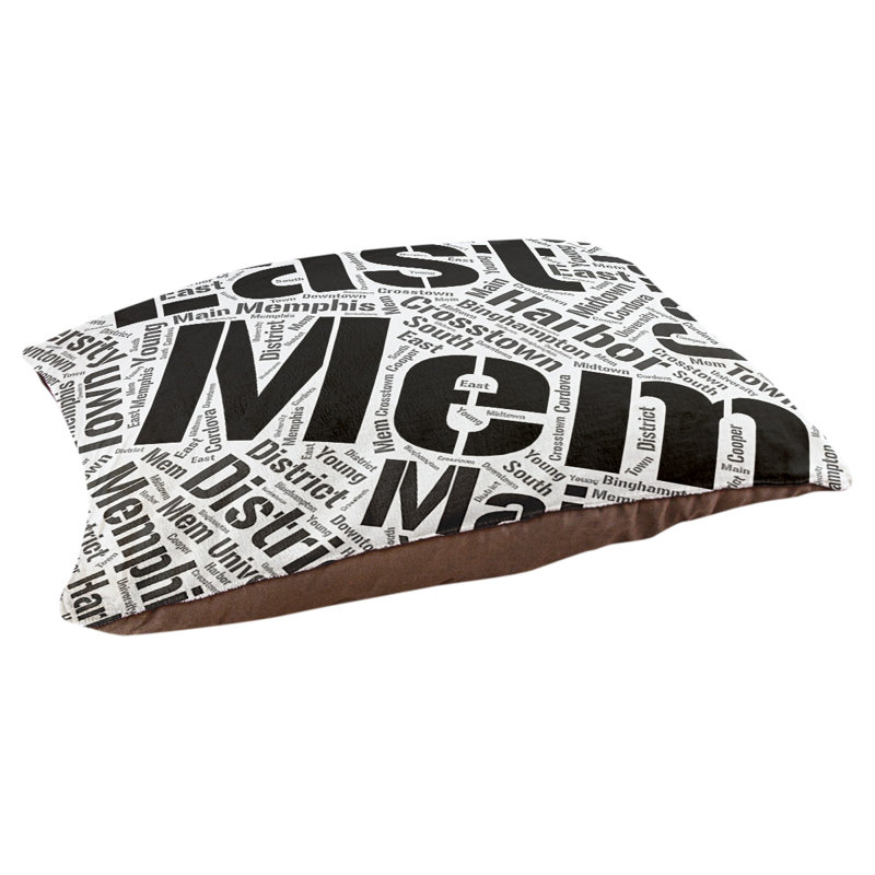 Coussin de chien « districts », Très grand (H 17 po x l 50 po x P 40 po), Noir, Memphis