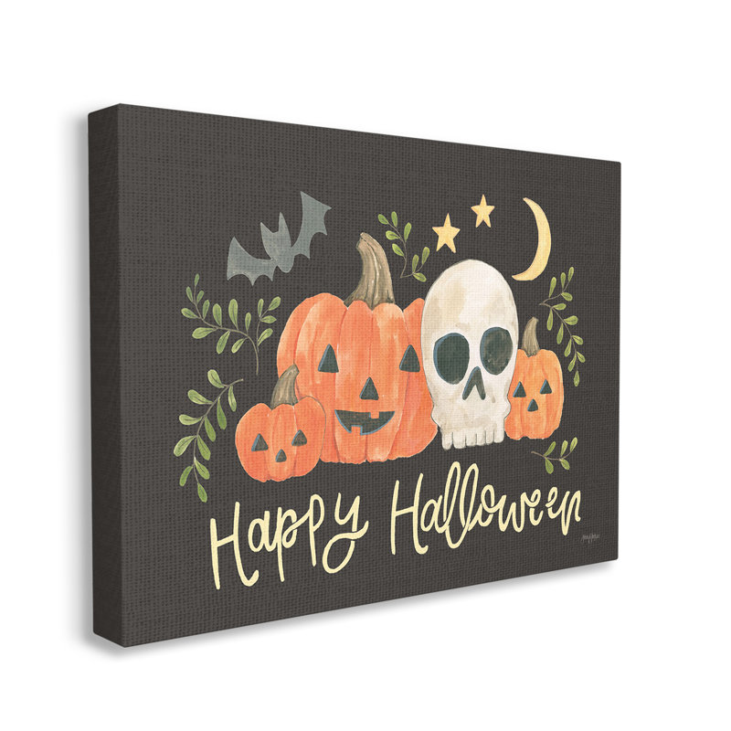 «Whimsical Happy Halloween», art mural sur toile par Jenaya Jackson, H 30 po x l 40 po