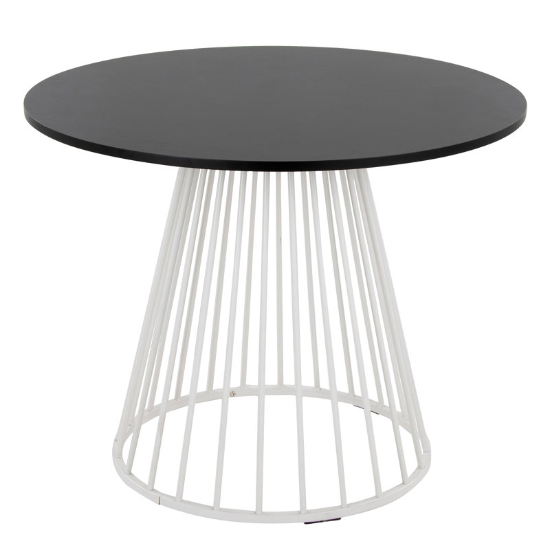 Table de salle à manger contemporaine en métal et panneau de fibres à densité moyenne, Noir, Argent
