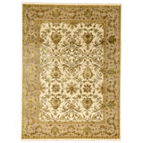 Hand Knotted Oriental Area Rug in Ivory And Taupe