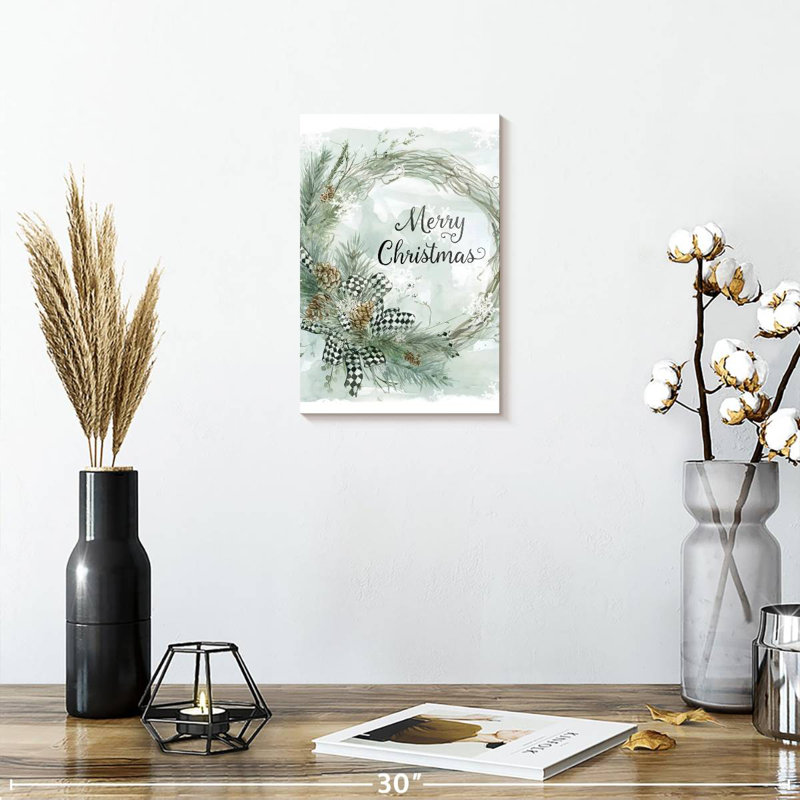Couronne de pin Lelend Merry Christmas, H 12 po x l 8 po
