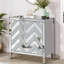 Armoire de rangement à bordure miroir en forme de M pour salon, salle à manger, entrée, cuisine - Construction gris argenté et verre
