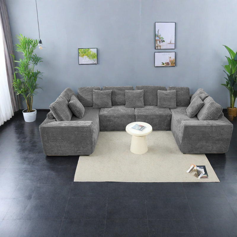 Canapé modulaire en velours côtelé 135,5 pouces Compression