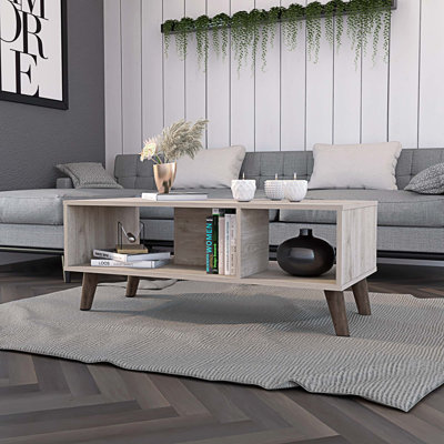 Table basse à quatre pieds avec deux tablettes ouvertes Oregon