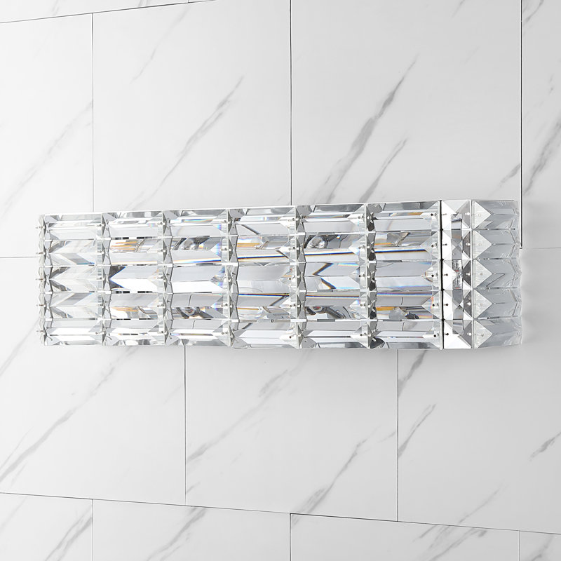  Soper Crystal Rectangle Iron/Crystal Glam Modern LED Vanity Light, 3