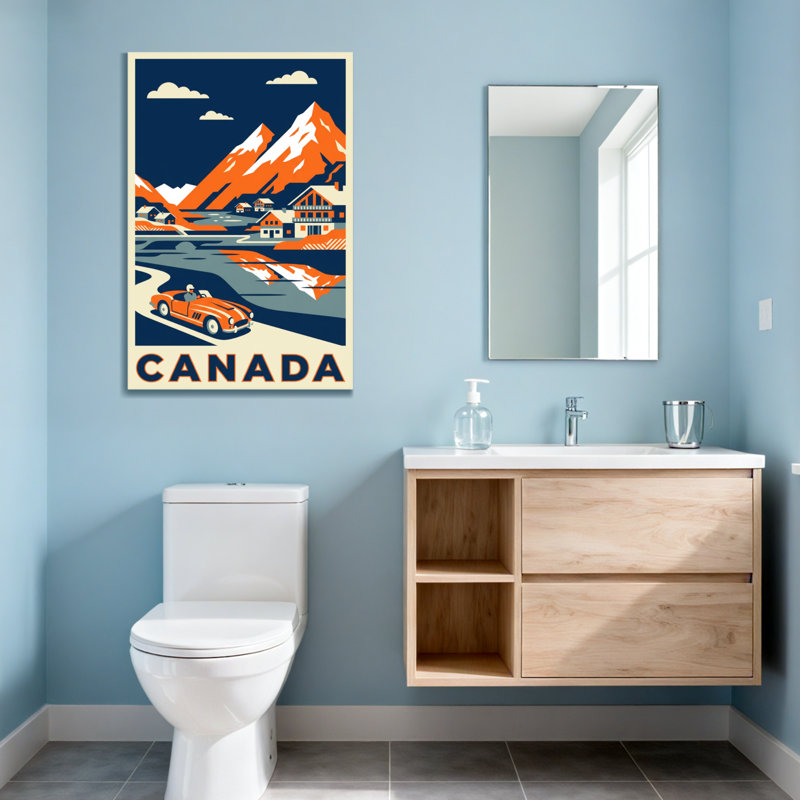 Scène de voiture de paysage de montagne Canada, H 36 po x l 24 po
