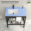 Évier de service 32 "x 18,5" en céramique en porcelaine avec cadre en acier inoxydable noir et tablette à serviettes