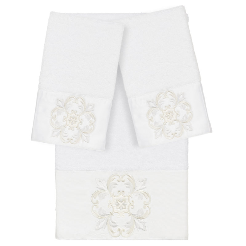 ALYSSA 3 Piece Turkish Cotton Towel Set, White