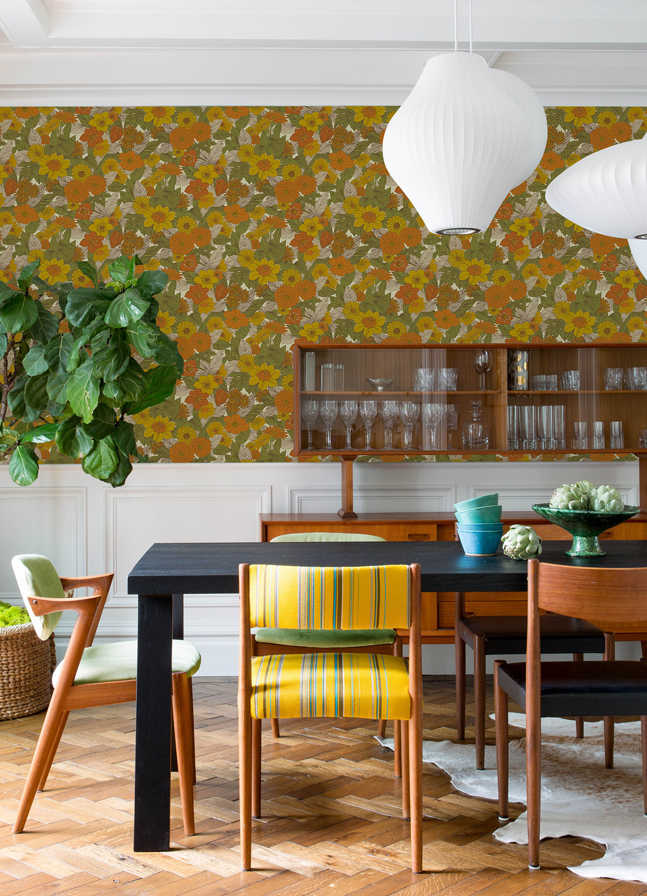 Room Mates Retro Floral Peel and Stick Wallpaper | Wayfair