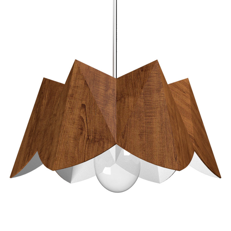 Luminaire suspendu géométrique unique à 1 lumière Physalis, H 9,75 po x l 25,74 po x P 25,74 po, Imbuia
