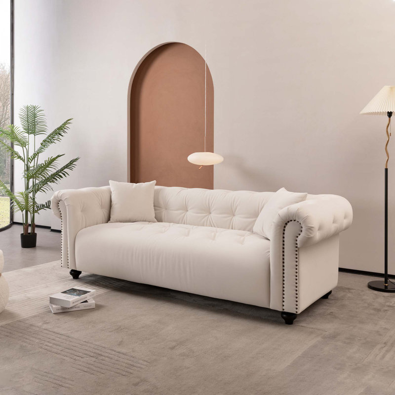 Canapé 90,55 "avec coussins, Blanc