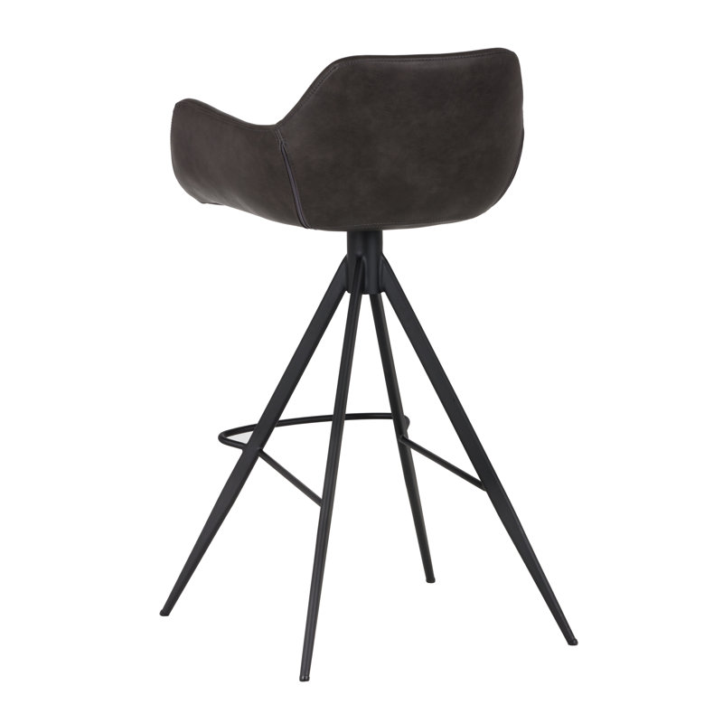Owen Swivel Upholstered Stool with Metal Frame, Gray, Counter Stool (26" Seat Height)