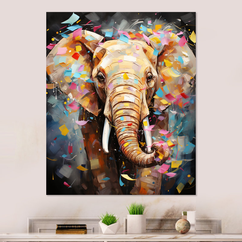 Popart Elephant Dreams - Éléphant, art mural en métal, H 32 po x l 16 po x P 1 po