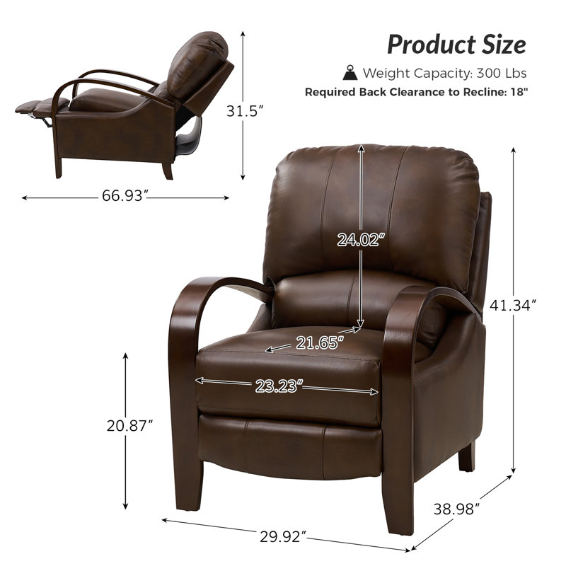 Fauteuil inclinable standard en cuir véritable Hardge, Cuir véritable chocolat