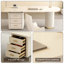 Bureau moderne en pierre frittée minimaliste avec trois tiroirs.-655801579