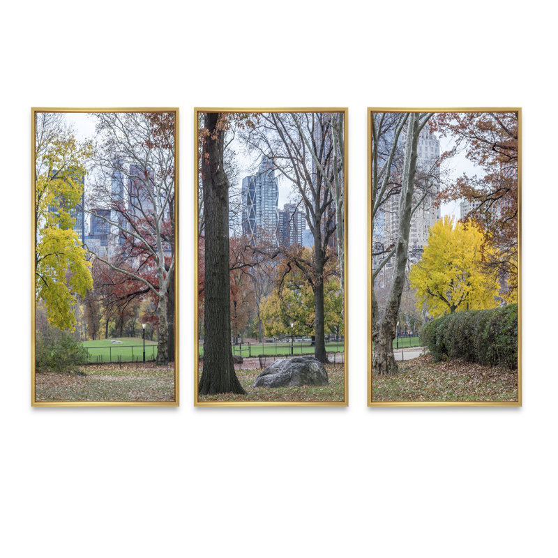 - Photographie de cadre flottant 3 pièces sur toile, H 32 po x l 48 po x P 1 po, Cadre doré